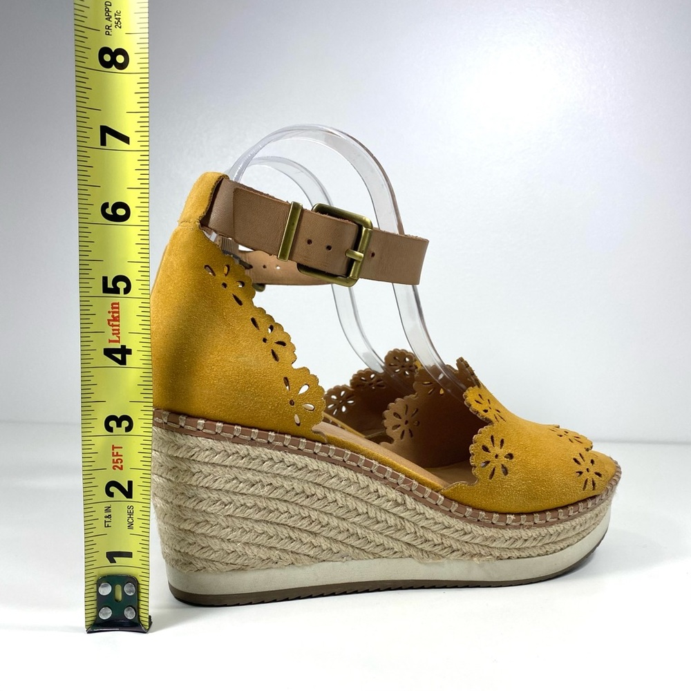 Crown Vintage Dunja Yellow Suede Leather Platform Wedge Espadrilles Sandals 9 - Picture 8 of 10